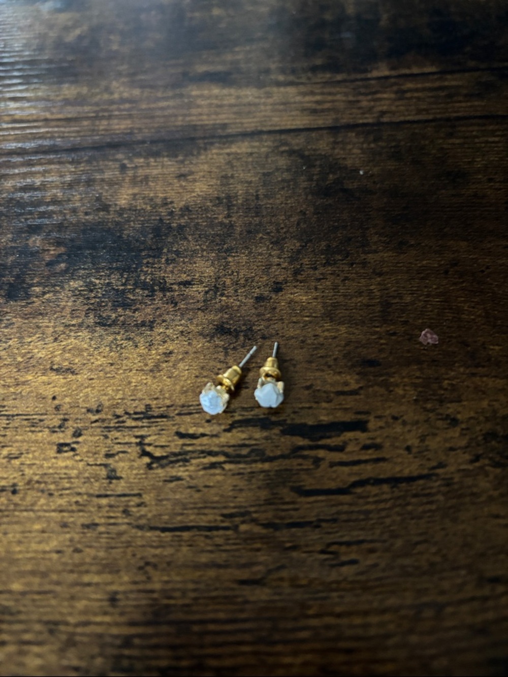 Minimal Faux Gold Stud Earrings with White Stone Howlite